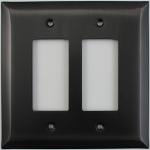 Jumbo Stamped Oil Rubbed Bronze Two Gang GFI/Rocker Switch Wall Plate