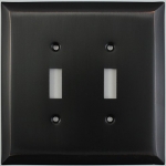 Jumbo Stamped Oil Rubbed Bronze Two Gang Toggle Light Switch Wall Plate