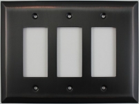 Jumbo Stamped Oil Rubbed Bronze Three Gang GFI/Rocker Switch Wall Plate