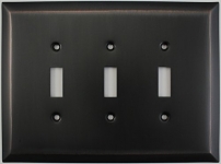 Jumbo Stamped Oil Rubbed Bronze Three Gang Toggle Light Switch Wall Plate