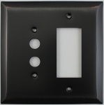 Jumbo Stamped Oil Rubbed Bronze Two Gang Combo Wall Plate - One Push Button One GFI