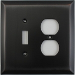 Jumbo Stamped Oil Rubbed Bronze Two Gang Combo Wall Plate - One Toggle One Duplex