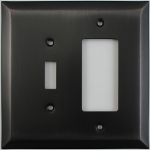 Jumbo Stamped Oil Rubbed Bronze Two Gang Combo Wall Plate - One Toggle One GFI