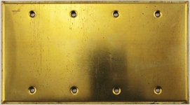 Raw Brass 4 Gang Blank Switch Plate