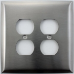 Jumbo Satin Stainless Steel Two Gang Duplex Outlet Switch Plate