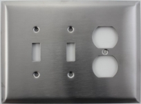 Jumbo Satin Stainless Steel Three Gang Switch Plate Two Toggle One Duplex