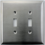 Jumbo Satin Stainless Steel Two Gang Toggle Switch Plate