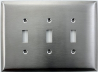 Jumbo Satin Stainless Steel Three Gang Toggle Switch Plate