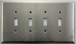 Jumbo Satin Stainless Steel Four Gang Toggle Switch Plate