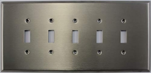 Jumbo Satin Stainless Steel 5 Gang Toggle Switch Wall Plate