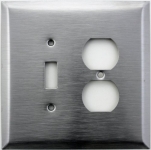 Jumbo Satin Stainless Steel Two Gang Switch Plate One Toggle One Duplex