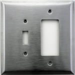 Jumbo Satin Stainless Steel Two Gang Switch Plate One Toggle One GFI/Rocker