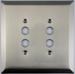 Jumbo Stamped Satin Nickel Two Gang Push Button Switch Wall Plate