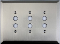 Jumbo Stamped Satin Nickel Three Gang Push Button Switch Wall Plate