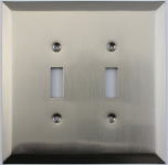 Jumbo Stamped Satin Nickel Two Gang Toggle Light Switch Wall Plate