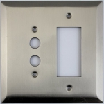 Jumbo Stamped Satin Nickel Two Gang Combo Wall Plate - One Push Button One GFI