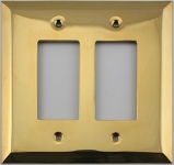 Jumbo Stamped Unlacquered Brass Two Gang GFI/Rocker Opening Wall Plate